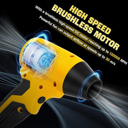 Electric Cordless Turbo Fan Blower, Leaf Blower for Dewalt 20V Battery, 130000RPM Handheld Jet Fan, Variable Wind Speed, for Cleaning and Drying (Battery Not Included)