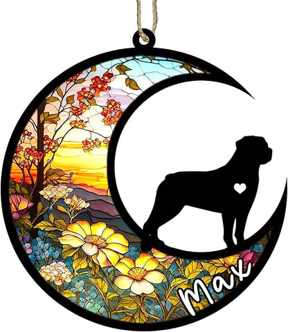 Personalized Dog Memorial, Custom Name Rottweiler (Tan) Dog Christmas Ornament with Name, Custom Breeds, Pet Loss Light Catcher, Gifts for Lovers Loss of Pet Sympathy on Mothers Day Christmas