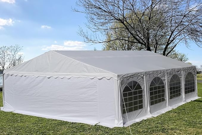DELTA 26'x20' Budget PE Party Tent + (3) Long Storage Bags, Tents for Parties Outdoor Large Commercial Canopy Wedding Event Tent with Removable Sidewalls for Patio Outdoor Events