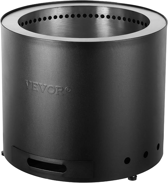 VEVOR 19.3 in Smokeless Fire Pit Stove Bonfire, Wood Burning Fireplaces with Removable Ash Pan, SUS430 Stainless Steel Inner Portable Outdoor Firepit, for Outdoor Patio Camping High 15.4 in