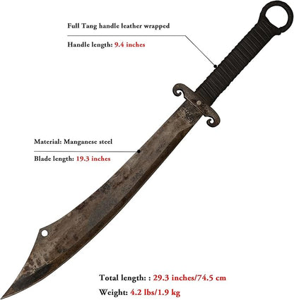 SV Handmade cast Manganese Steel Chopping Blade Sword, Full Tang, Outdoor, Hunting, Camping, Hiking, Survival, with Protective Cover, Multiple Styles to Choose from