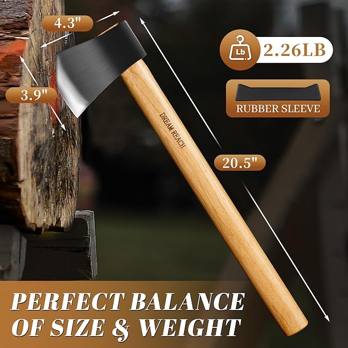 Dream Reach 20.5" Dual - Handed Throwing Axe, Professional Throwing Axes and Tomahawks with Wooden Handle, Throwing Hatchet for Adults, Axe Throwing Game for Backyard, Competition