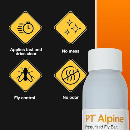 DIY Pest Control PPE Kit and PT Alpine Pressurized Fly Bait - Fast-Acting Fly Control Spray for Indoor & Outdoor Use, 16 oz Can, Long-Lasting, Odorless, Easy Application