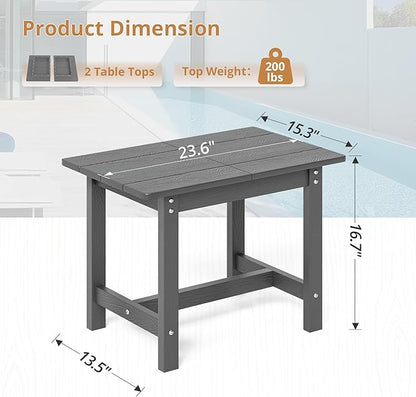 LUE BONA Outdoor Side Table, HDPS Large Size Outdoor Table, Adirondack Side Table, Outside End Table for Patio, Porch,Beach, Garden, Weather Resistant/Easy Maintenance, Dark Gray