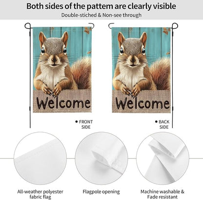 Squirrel Garden Flag Vertical Double Sided Outdoor Yard Flags 12.5x18 Inch Burlap Banners for House Lawn
