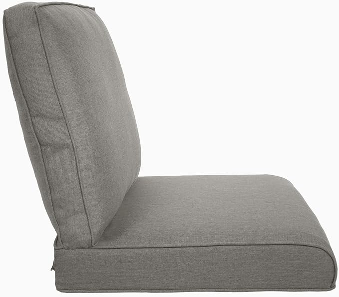 Pop 22x25/22x24 Outdoor Chair Cushions Set of 2 - High Back Deep Seat Water-Resistant Patio Wicker Chairs Cushion for Rattan Dining Rocker Glider Loveseat Couch Sectional Sofa - Grey/Classic