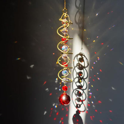 H&D HYALINE & DORA 20.5in Crystal Suncatcher Gazing Ball Spiral Tail,Wind Spinner Sun Catcher with Octagonal Beads,Sun Catchers Window Hanging for Outdoor Garden Decor