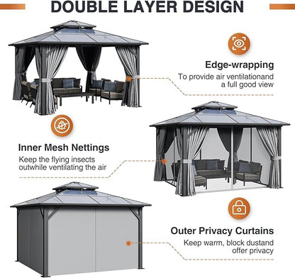 12 Ft. W X 12 Ft. D Aluminum Patio Hardtop Gazebo