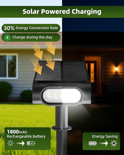 EZVALO Solar Spot Lights Outdoor Waterproof IP67, 3 Lighting Modes Landscape Spotlights, Efficient King-Size LEDs, Solar Powered for Garden Yard Pathway (2Pack-Cool White)