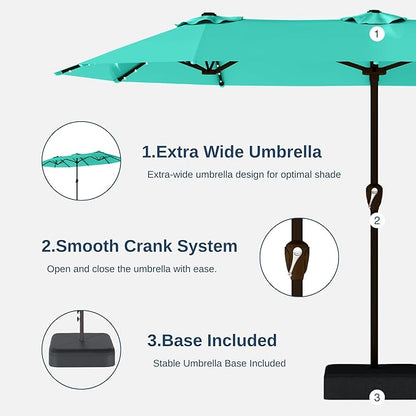 13FT Double Sided Patio Umbrella with LED Lighted