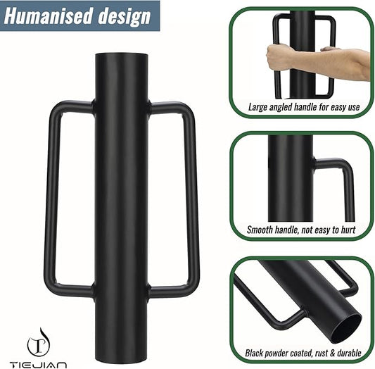 Fence Post Driver T Post Pounder with Handle 16 LB, Heavy Duty Hand Post Rammer for Wooden Posts/U-Channels/Fence Posts, 16 Inch Post Hole Digger (Black)