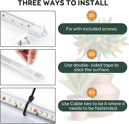 2 Bars Grow Light Strips for Indoor Plants with Auto ON/Off Timer 6/12/18H, 5 Dimmable Levels for Shelves Plant Growing(Pack 2)