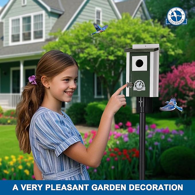 Bird Houses for Outside, Dark Green Bird House, Bluebird Houses for Outside, Garden Decoration Birdhouses for Outdoors, Bluebird Finch Swallow Wren Chickadee
