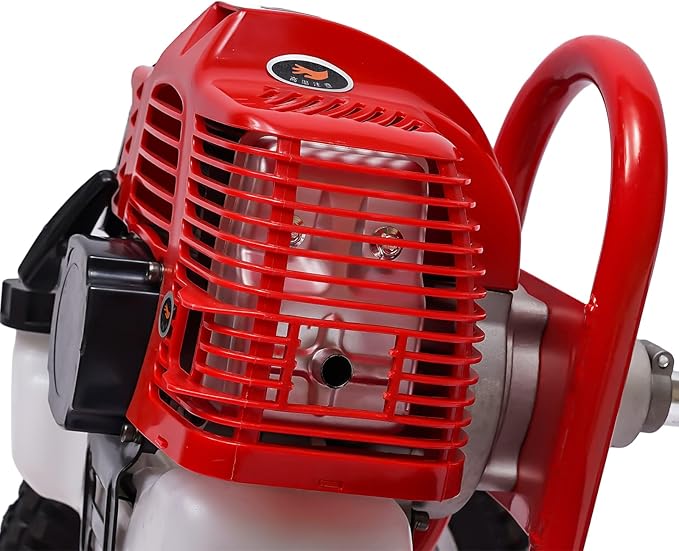 Walk Behind String Trimmer, 1.8KW Hand-Pull 2 Stroke Air-Cooled Single-Cylinder Lawn Mower Gas Powered 49CC 57.1X17.2X27.6 Inch Walk Behind Weed Trimmer for Lawn Garden