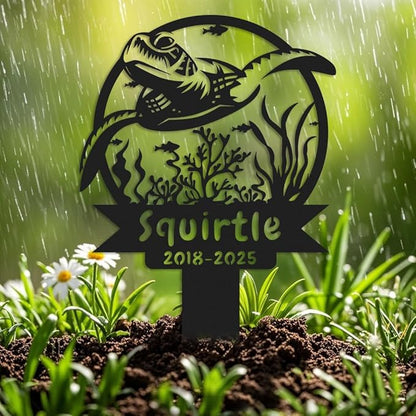 Custom Turtle Metal Memorial Plque,Personalized Turtle Remembrance Stake,Turtle Loss,Grave Markers,Outdoor Garden Decor,Yard Sign turtle 8inch