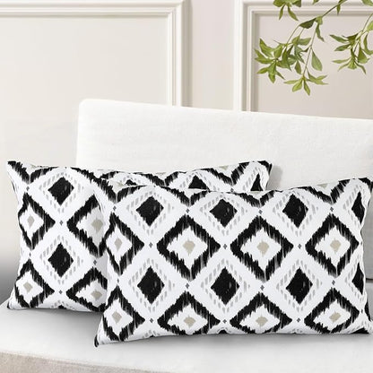 idee-home Outdoor Pillows with Inserts Included, Patio Outside Lumbar Pillows Waterproof Set of 2, 12 x 20 inch