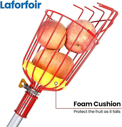 Fruit Picker Pole with Basket Segmented Fruit Picker Pole Tool for Apple Avocado Cherry Lemon Mango Orange Peach Picking(40-160") 12FT