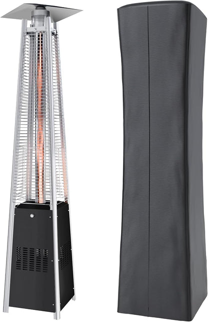Kingdura 48,000 BTU Pyramid Patio Heater with Cover & Wheels, Outdoor Patio Heaters for Outdoor Use, Triple Safety Protection, 87" Quartz Glass Tube Propane Heater for Deck Backyard Commercial Balcony