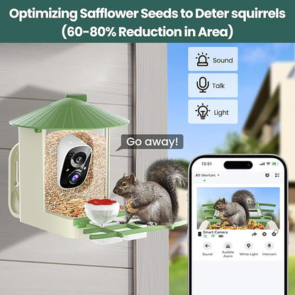 SOLIOM Smart Bird Feeder with Camera with Solar Panel - 2K HD Live View, AI Bird Identifier, Birds Arrival Alerts, DIY Birdseed Add-on, 2.4G WiFi- Wireless Outdoor Gift for Birdlovers