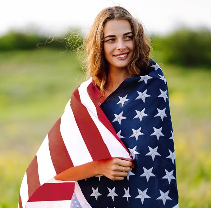 American Flag 3x5 FT Outdoor -USA Heavy Duty Nylon US Flags Long Lasting US Flag with Embroidered Stars, Sewn Stripes & Brass Grommets Water-Resistant Perfect for Outdoor Use All Weather USA Flag