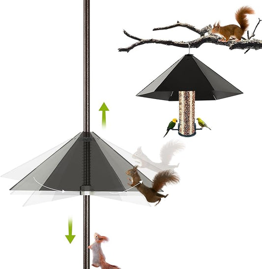 Widened 19" Metal Squirrel Baffle for Bird Feeder Poles - Outside Baffle Guard, Weatherproof Outdoor Squirrel Proof Protector with Matte Black Finish (2 Pack)