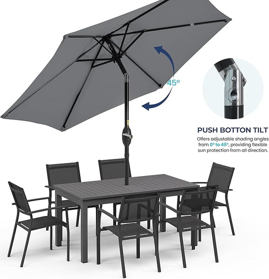 SUNVIVI OUTDOOR Outdoor Patio Umbrella, Patio Umbrella, Market Umbrella, Large Outdoor Umbrella, Metal Pole Umbrella with Push Button Tilt and Crank, Polyester Canopy