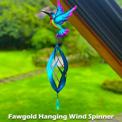 Wind Spinner Hummingbird Kinetic Wind Spinners Metal Decorations Outdoor Hanging Spinner for Yard and Garden,Garden Decor Crafts Ornaments Gift