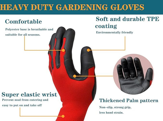 2 Pairs Medium Garden Gloves For Men Women Thorn Proof With TPE Safty Material Coated, Heavy Duty Gardening Gloves For Yard,Outdoor Work Glove With Grip For Weeding, Digging, Raking And Pruning