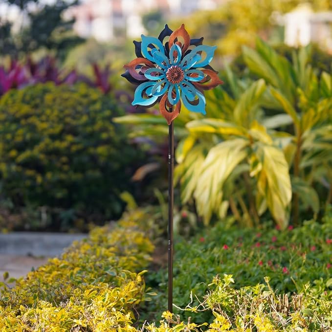 Stargarden Wind Spinners Outdoor, 4 Layers Metal Yard Art Wind Spinner, Kinetic Wind Sculptures & Spinners, Decorative Pinwheels for Yard and Garden