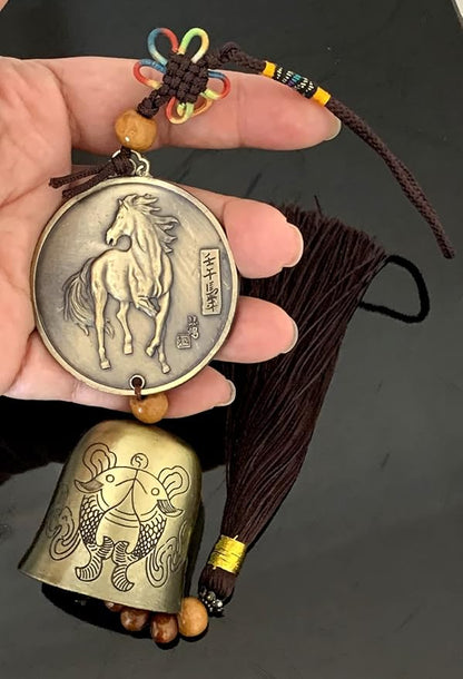 Traditional Lucky Feng Shui Wind Chime Bell Hanging Ornament Decoration for Protection Success Peace and Wealth (Horse)