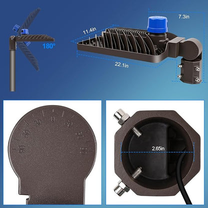 ledmo 350W LED Parking Lot Light Adjustable Slip Fit Mount LED Parking Lights Photocell Super Bright Waterproof Outdoor Street Commercial Area Lighting 52500lm 3 Pack for Sport Yard Stadium