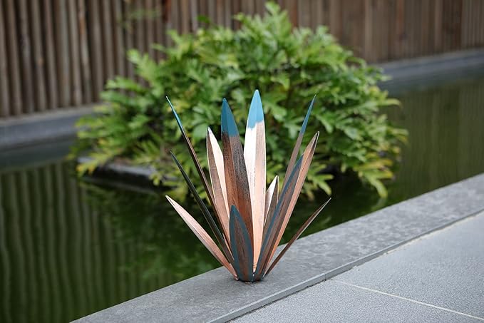 Homight Metal Agave Plants Outdoor Decor Mexican Yard Art Plants Garden Decor for Outside Metal Art Flowers Gifts for Butterflies Bees Birds for Gifts (1 Big)