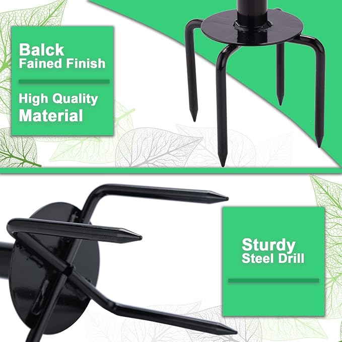 2 in 1 Hand Drill Auger Post Hole Digger – 44.5 inch Manual Garden Spiral Drill Planter for Bulb, Flower, Seedlings, Bedding Plants, Fence Post Auger for Trees, Mailbox, Deep Cultivating.