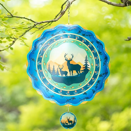 Light Catcher Elks Wind Spinner for Outdoor, 12 inch Hanging Wind Spinners Garden Yard Patio Window Decor, 3D Kinetic Deer Wind Sculpture, Unique Gift for Women Mom Grandma Wife Men Holidays