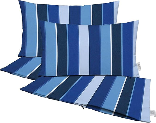 RSH DECOR: Sunbrella Pillow Covers Set of 4 | Covers Only - 20" x 12" | Outdoor Lumbar Pillow Covers Crafted with Sunbrella Performance Fabric | Milano Cobalt