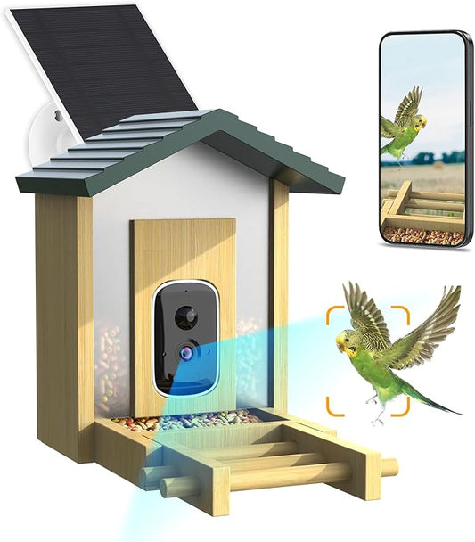 Bird Feeder with Camera, Upgraded Smart Birdhouse Al Identify for 10000 Plus Species, Auto Capture & Real-time Notifications, Ideal Gift for Bird Lovers