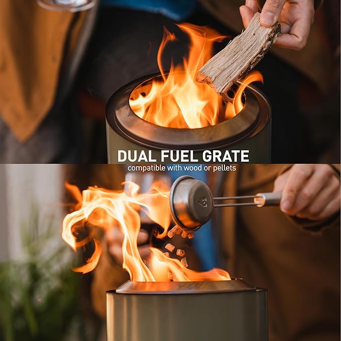 Solo Stove Mesa, 5.1 Inch Tabletop Fire Pit with Stand - Smokeless, Stainless Steel Fire Pit for Camping, Outdoor & Patio- Wood Burning or Pellet Fueled Portable Bonfire, 1.4lbs, Ash
