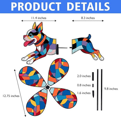 Boston Terrier Petite Spinner Outdoor, Boston Terrier Dog Wind Spinner for Yard and Garden