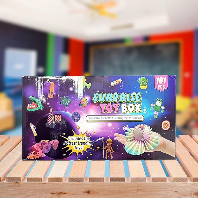 101-Piece Fidget Toy Variety Pack for Kids - Sensory Toys Bulk Set with Stress Balls, Pop Tubes, Squishies & More - Classroom Prizes, Party Favors, and Gifts for Boys & Girls