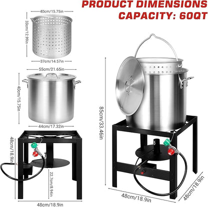 OT1601 Outdoor Fryer,Seafood Boil Kit, Featuring a Propane Burner, Propane Regulator, and a 60QT Pot with Basket, Built for Heavy-Duty Outdoor Use For Patio Garden