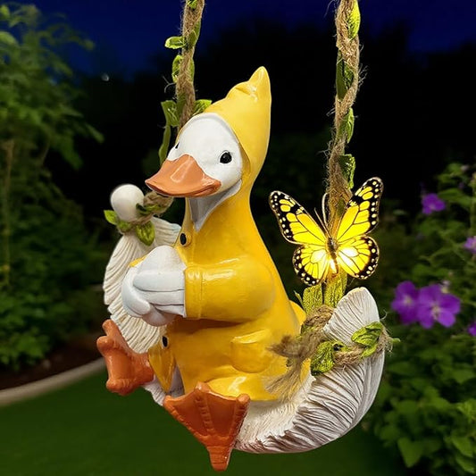 Floating Duck Garden Statue, Charming Garden Ornament for Patio-Balcony Decor with Adjustable Rope, Gifts for Women Mom Grandma