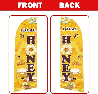 Honey for Sale Sign Feather Flag, 9.18FT Double-Sided Outdoor Advertising Swooper Banner with Pole Kit & Ground Stake – Tear-Resistant Polyester Feather Flag for Shops, Events & Promotions