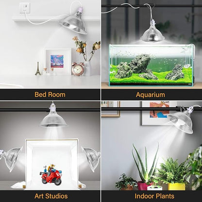Simple Deluxe Clamp Lamp Light 150 Watt with 8.5 Inch Aluminum Reflector (no Bulb Included), 6 Feet Cord, 2 Pack, White