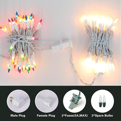 Vigdur 21ft White String Lights with 100 Bulbs on White Wire Cord, UL Approved for Indoor/Outdoors Use, Connectable 120V Clear Outdoor String Lights for Xmas Patio Home Party Garden Decor