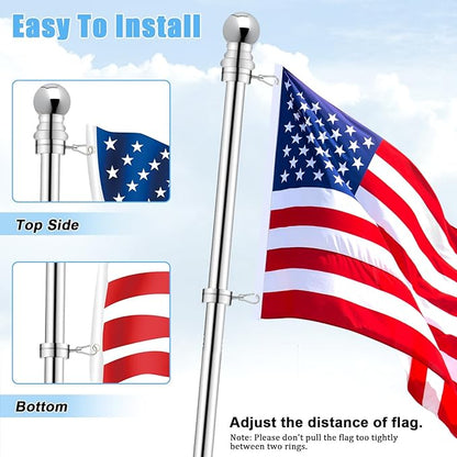 1.25" Flag Pole Rings, 2 Pcs Aluminum Alloy Spinning Flag Pole Ring Clips Swivels, 360° Rotating Anti Wrap Flagpole Ring Hardware with Aluminum Carabiners for 1.02-1.25" Diameter