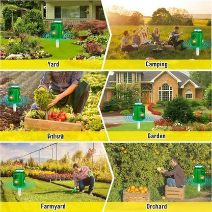 360°Solar Ultrasonic Animal Repellent, Deer Repellent Devices Cat Repellent Outdoor, Waterproof Squirrel Raccoon Rabbit Skunk Dog & Bird Deterrent with Motion Sensor & Flashing Light for Garden Yard