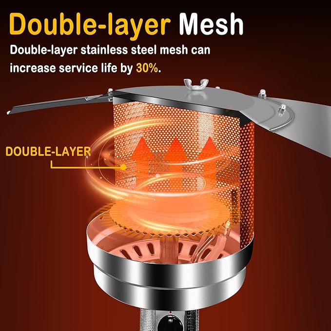 Hykolity 50,000 BTU Patio Heater with Sand Box, Table Design, Double-Layer Stainless Steel Burner, Wheels, Tip-over Protection System, Outdoor Heater for Home and Residential, Silver