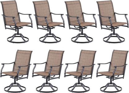 Soohow Swivel Outdoor Dining Chairs Set of 8, Patio Swivel Dining Chair with Textilene Fabric, Outdoor Metal Armchair All Weather Resistant, Ergonomic Comfort, Perfect for Patio, Backyard, Balcony