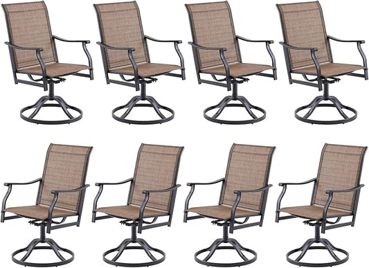 Soohow Swivel Outdoor Dining Chairs Set of 8, Patio Swivel Dining Chair with Textilene Fabric, Outdoor Metal Armchair All Weather Resistant, Ergonomic Comfort, Perfect for Patio, Backyard, Balcony