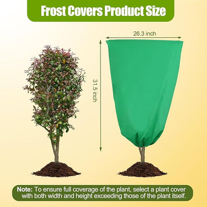 Ideal Swan 4 Pack Plant Covers Freeze Protection for Winter, Winter Plant Cover with Zipper Drawstring Frost Cloths for Outdoor Plants, Winter Tree Covers Freeze Protection (23.6" x 31.5",Green)